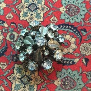 Vintage Blue Crystal Brooch Pin